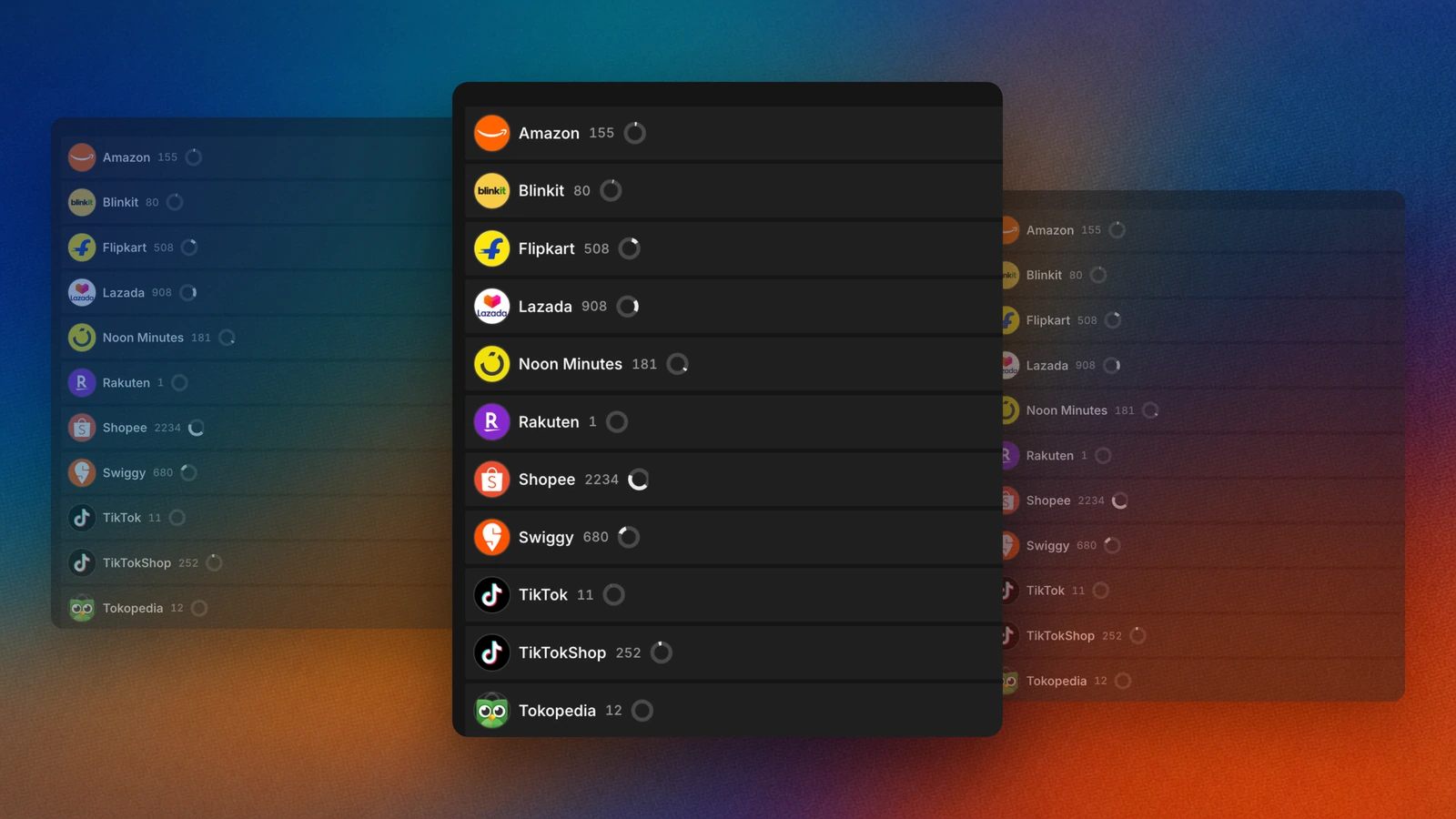 One-click platform filters showing live campaign counts per marketplace
